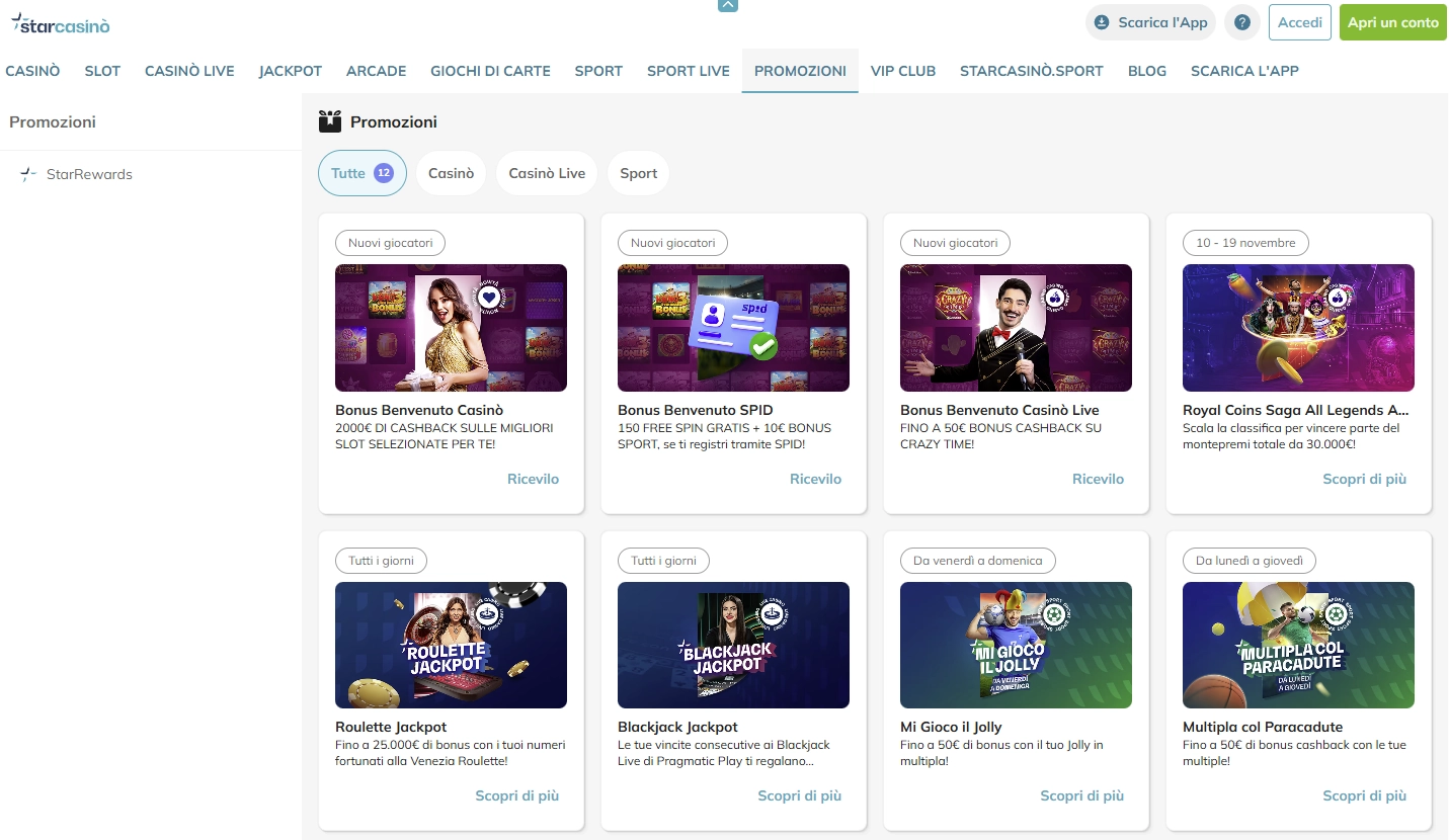 Bonus e promozioni Star Casino